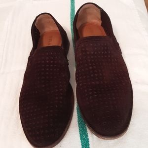 Trask oxblood suede slides